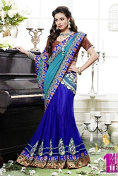 Pavitraa  Modish Cobalt blue Georgette Lehenga Saree
