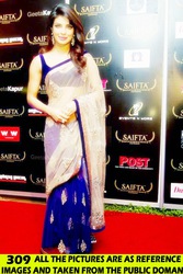 Priyanka saifta cream blue saree With free shipping Get Only on Clicki
