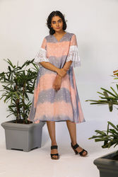 tent dress for womens: Buy polka peach & grey tent dress online - avad