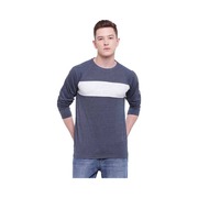 Buy Color block Men Round or Crew Blue T-Shirt