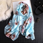 Blue Silk Stoles Online for Women Flower Printed